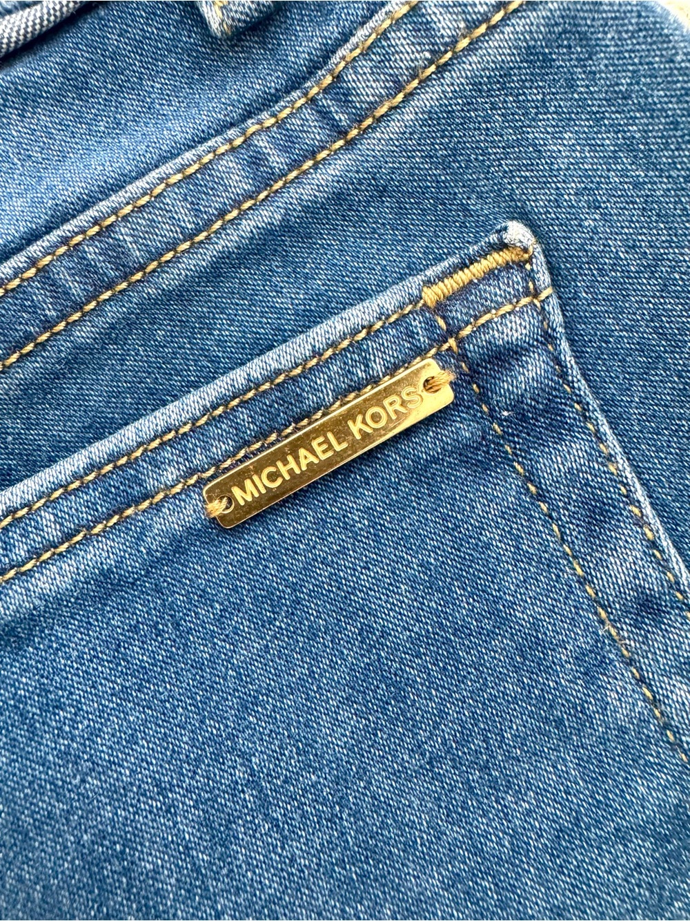 MICHAEL KORS Denim Frayed Hem Studded Shorts - Picture 6 of 7